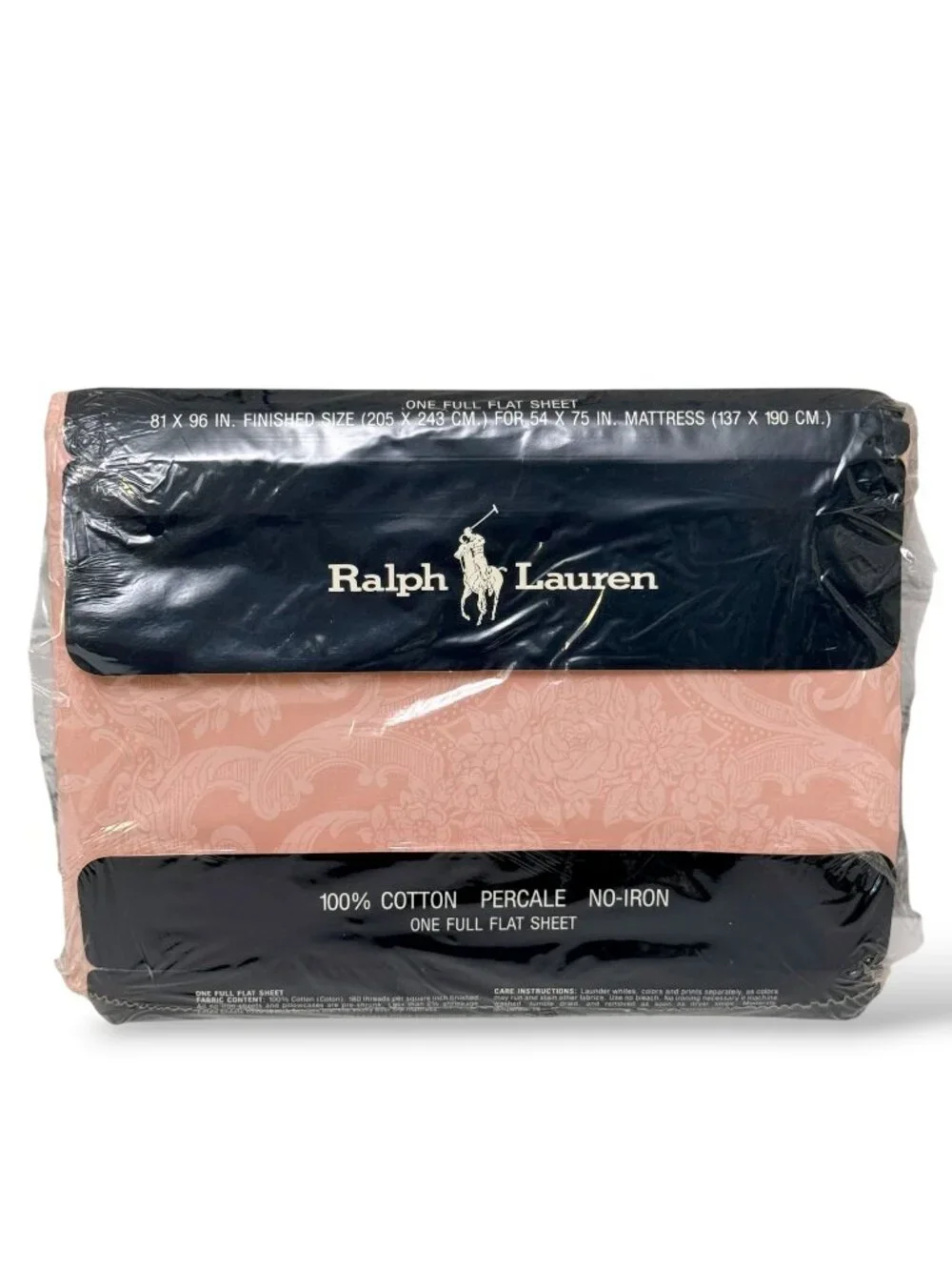 Polo Ralph Lauren Full Flat Sheet Avery Pink 100% Cotton Vintage 80s New NOS
